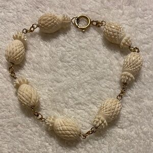 Vintage carved bone Pineapple Bracelet